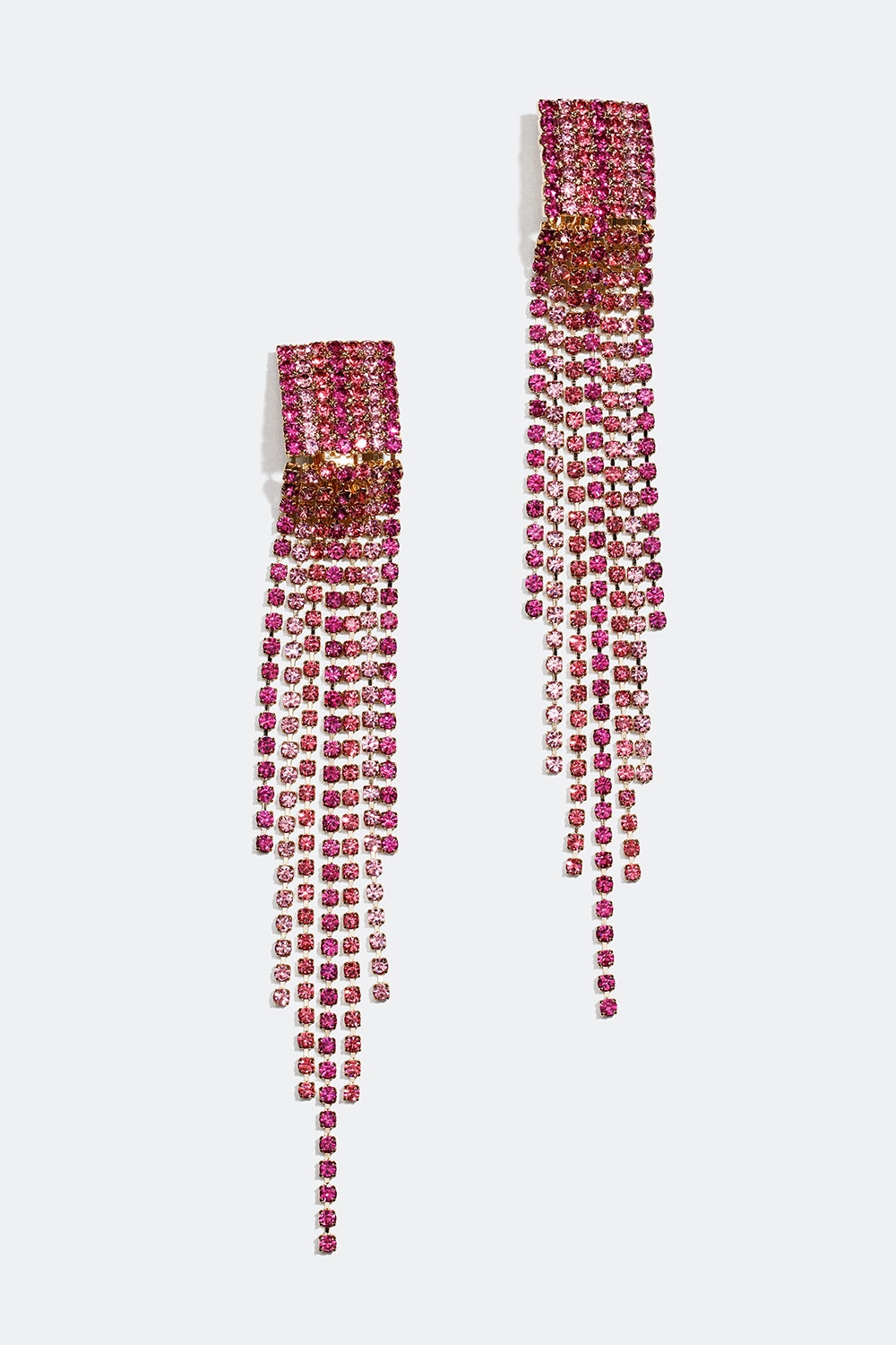 Klips med lange strasslenker med rosa glasstener i gruppen Smykker / Øredobber hos Glitter (253002895400)