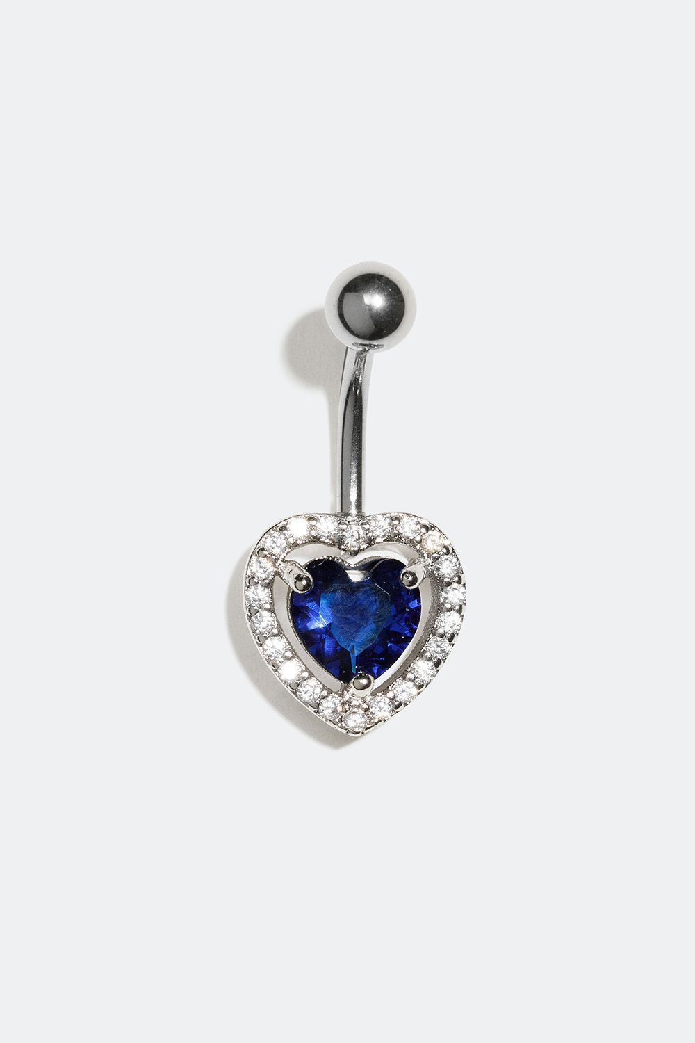 Navlepiercing med blått hjerte og steiner i kubisk zirkonia i gruppen Smykker / Piercinger hos Glitter (255000337010)