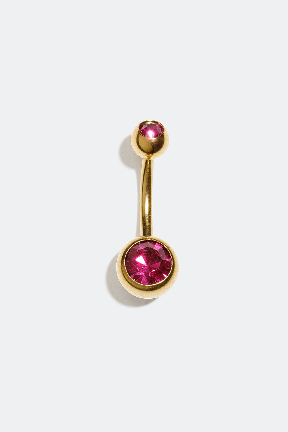 Gullfarget navlepiercing med to rosa steiner i gruppen Smykker / Piercinger hos Glitter (255000465210)