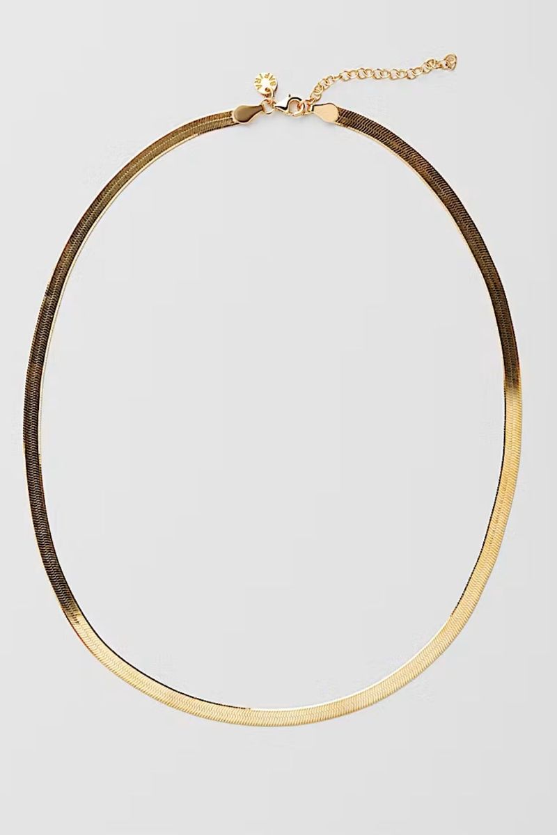 Herringbone Necklace (L) 18k Gold Plated i gruppen Gullbelagt ekte sølv / Gullbelagte halskjeder hos Glitter (1400562-12-ONESIZE)