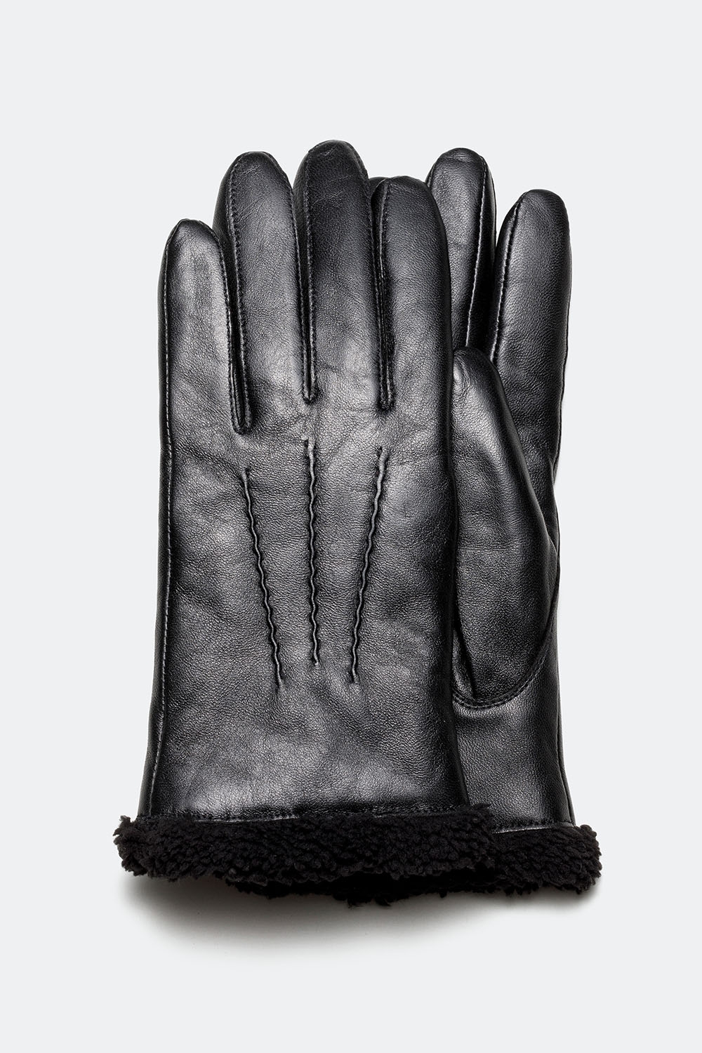 Svarte skinnhansker med teddyfôr i gruppen Accessories / Skinnhansker / Skinnhansker til dame hos Glitter (171000529060)