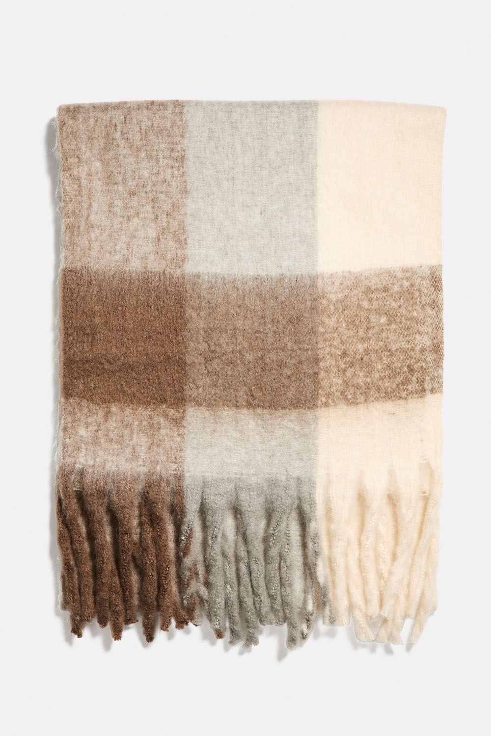 Børstet, rutete skjerf i beige og brunt i gruppen Accessories / Strikket hos Glitter (171001108600)