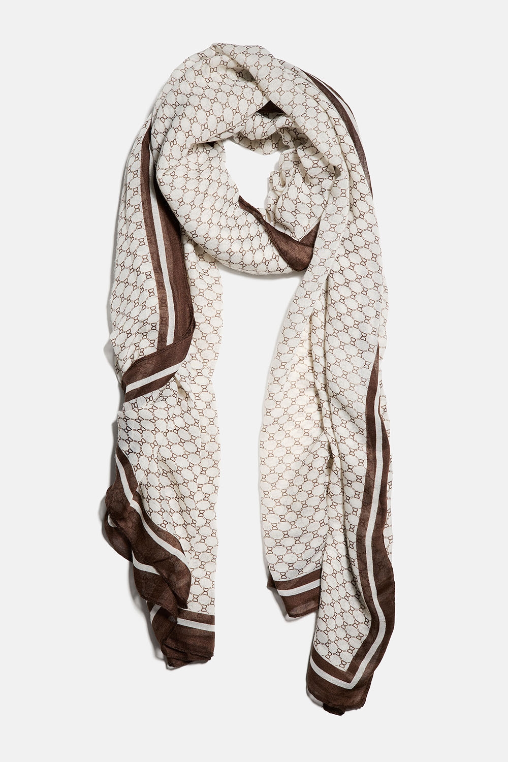 Hvitt og brunt sjal med DD-mønster i gruppen Accessories / Scarves hos Glitter (171001518400)