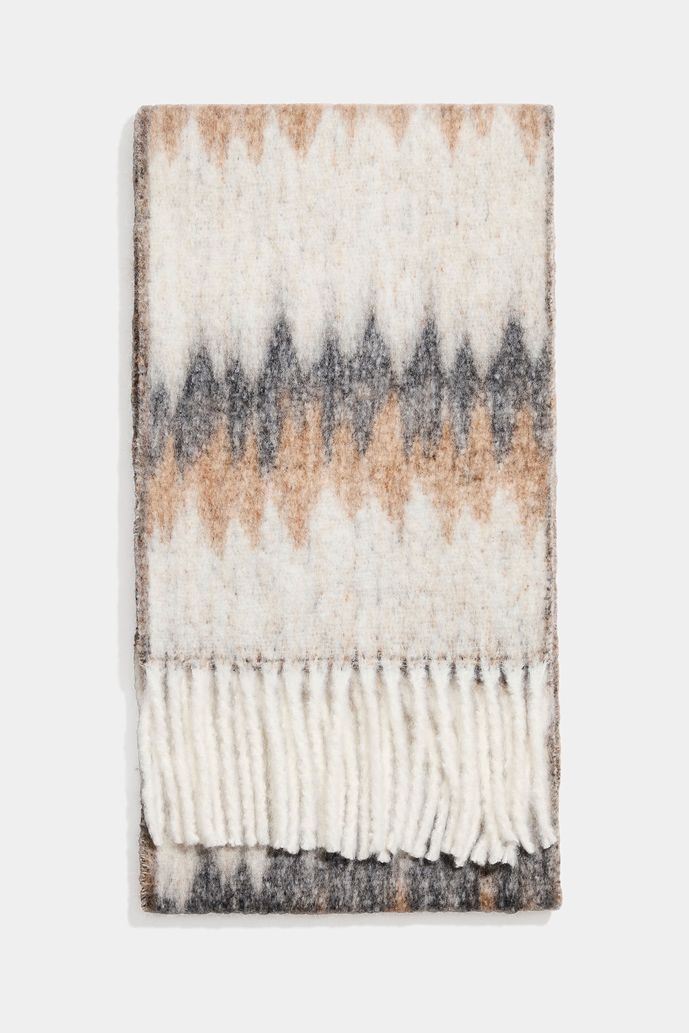 Skjerf med sikksakkmønster i brunt og beige i gruppen Accessories / Strikket / Skjerf hos Glitter (171001528400)