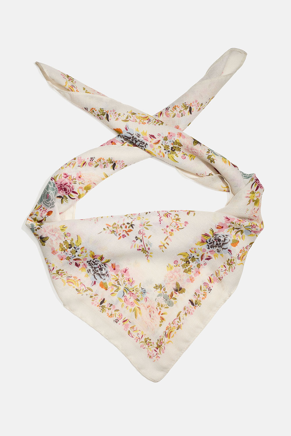 Hvitt skjerf med fugle- og blomstermønster i gruppen Accessories / Scarves hos Glitter (171001548600)