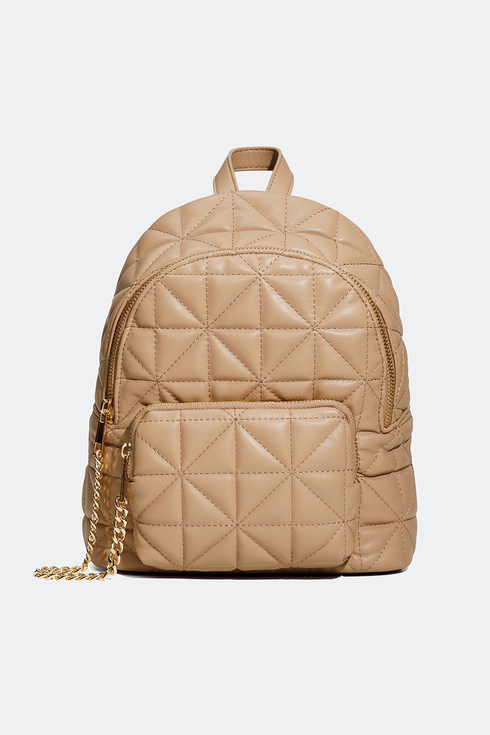 Beige quiltet ryggsekk med kjededetalj i gruppen Vesker / Ryggsekker hos Glitter (172000478300)