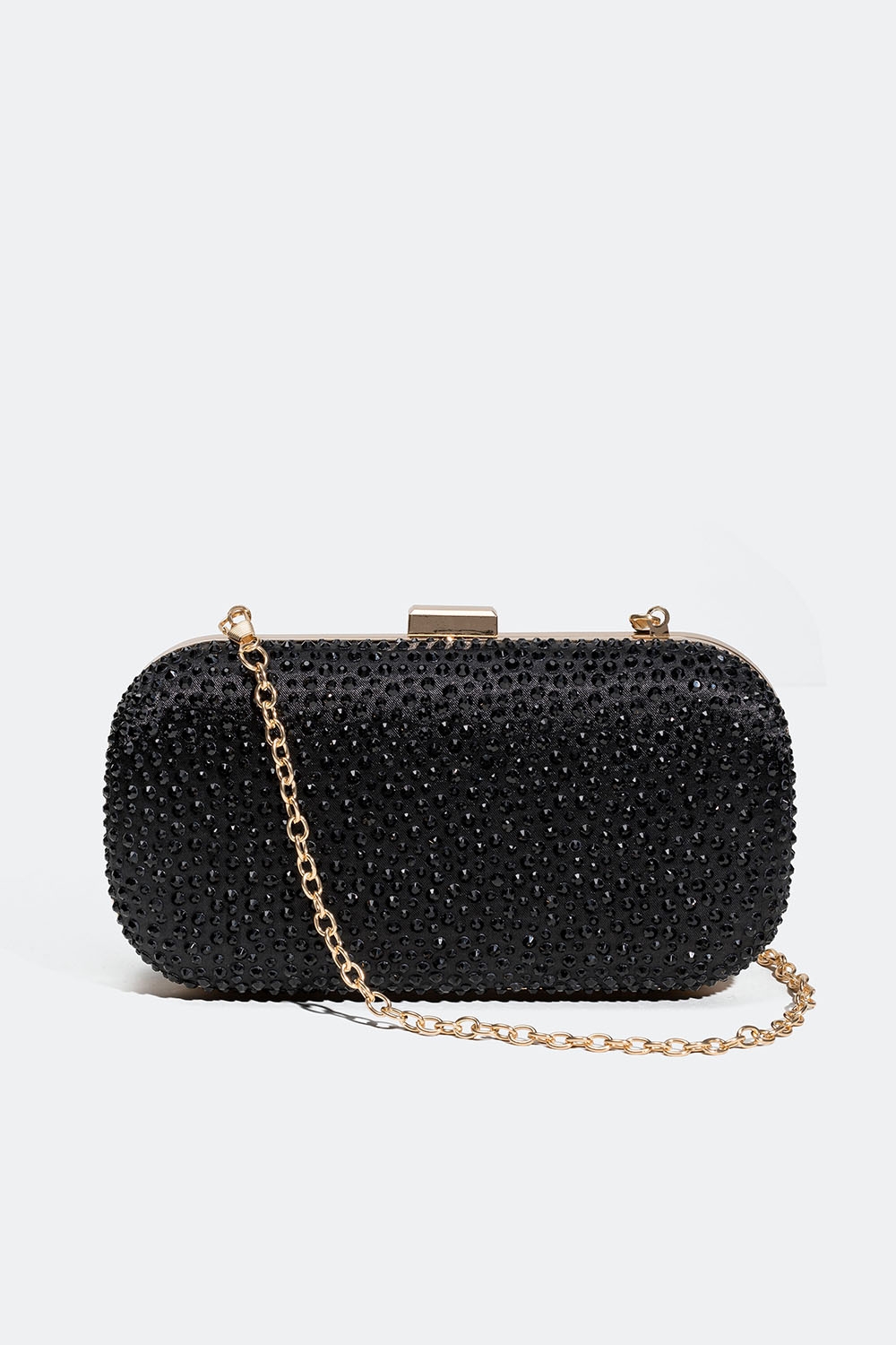 Svart clutchveske i sort imitert silke og glassteiner i gruppen Vesker / Clutch bags hos Glitter (172001429000)