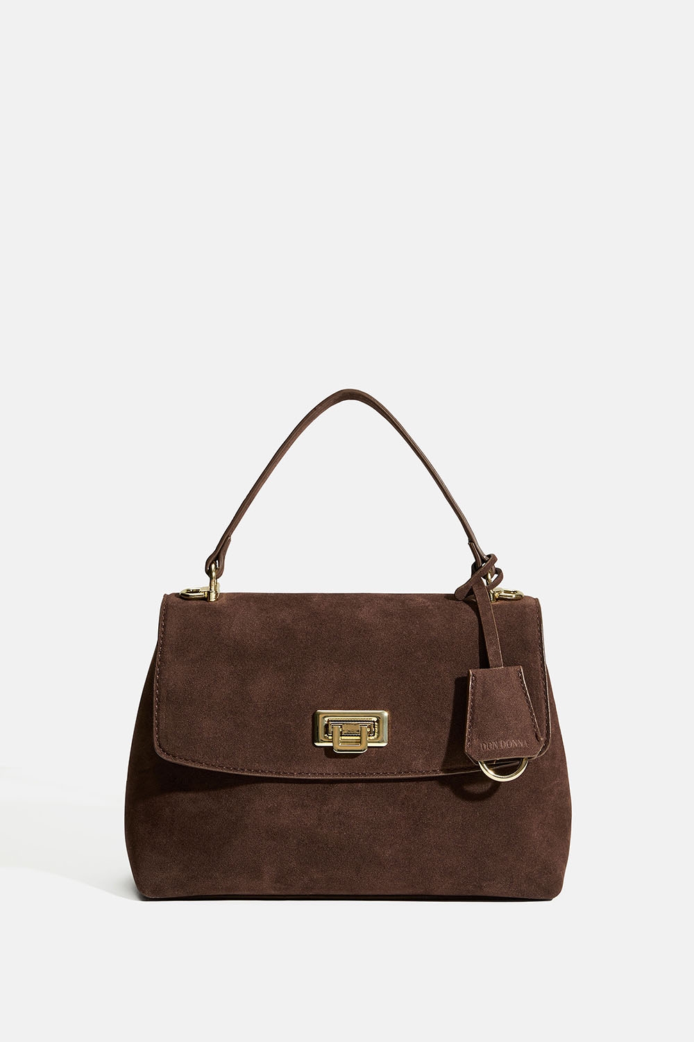 Veske med topphåndtak i brunt imitert semsket skinn i gruppen Don Donna - vesker hos Glitter (172001918000)
