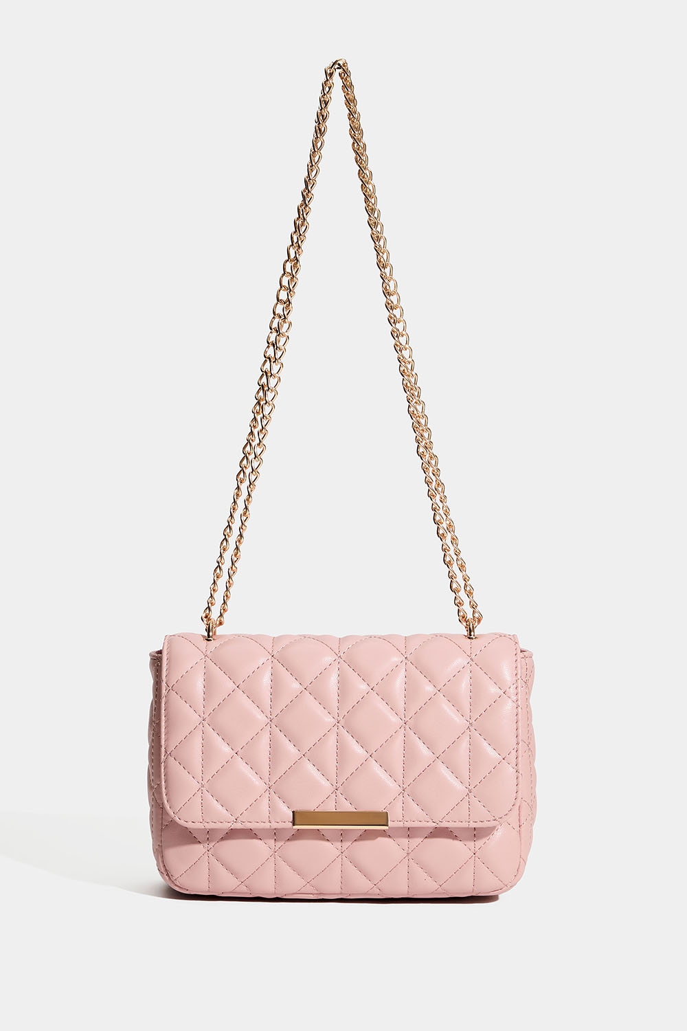 Rosa veske med quiltet design og gullfarget skulderrem i gruppen Vesker / Skuldervesker hos Glitter (172002015000)