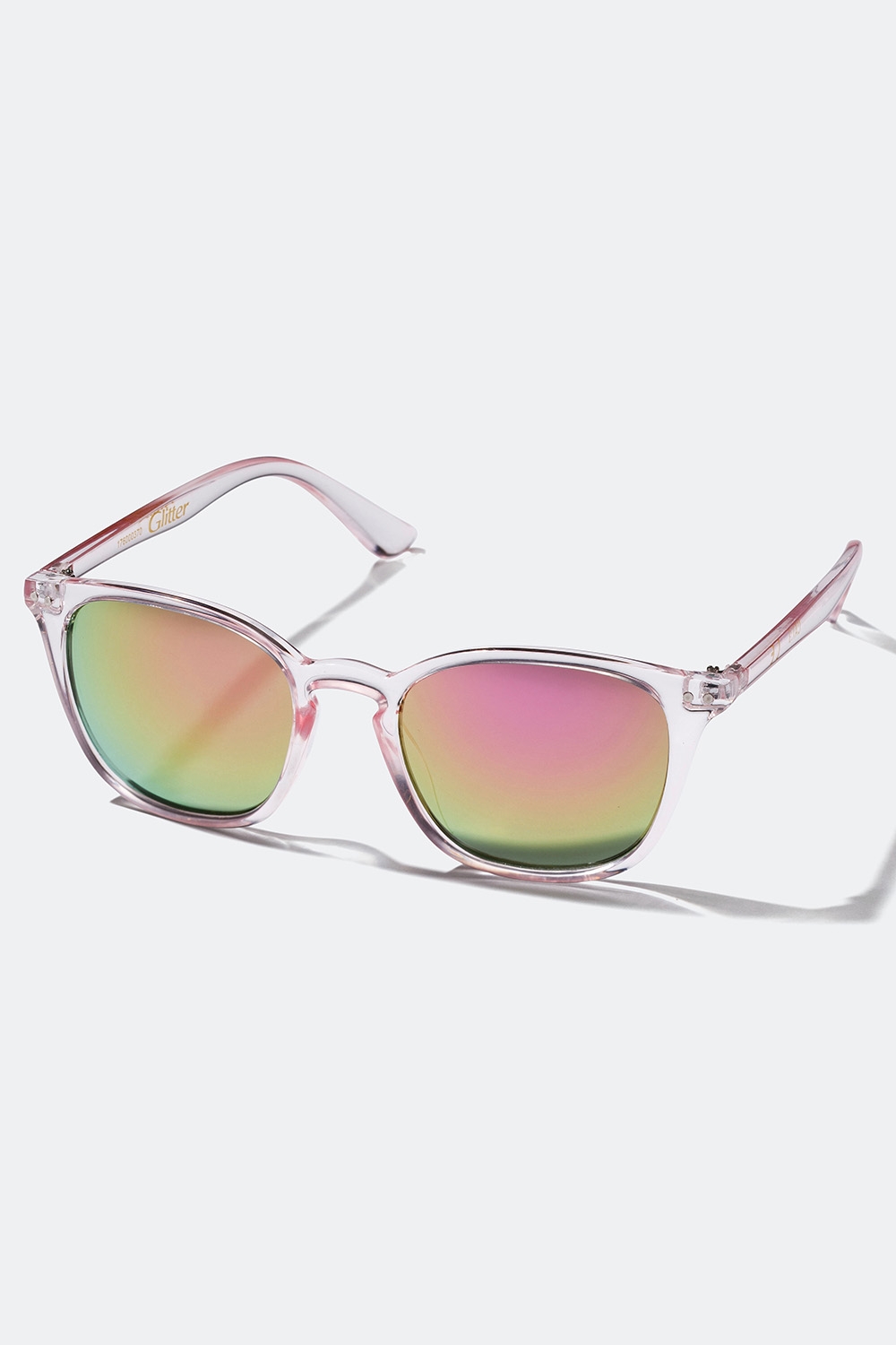 Svarte solbriller med speileffekt og gjennomsiktig innfatning i gruppen Solbriller hos Glitter (176000370100)