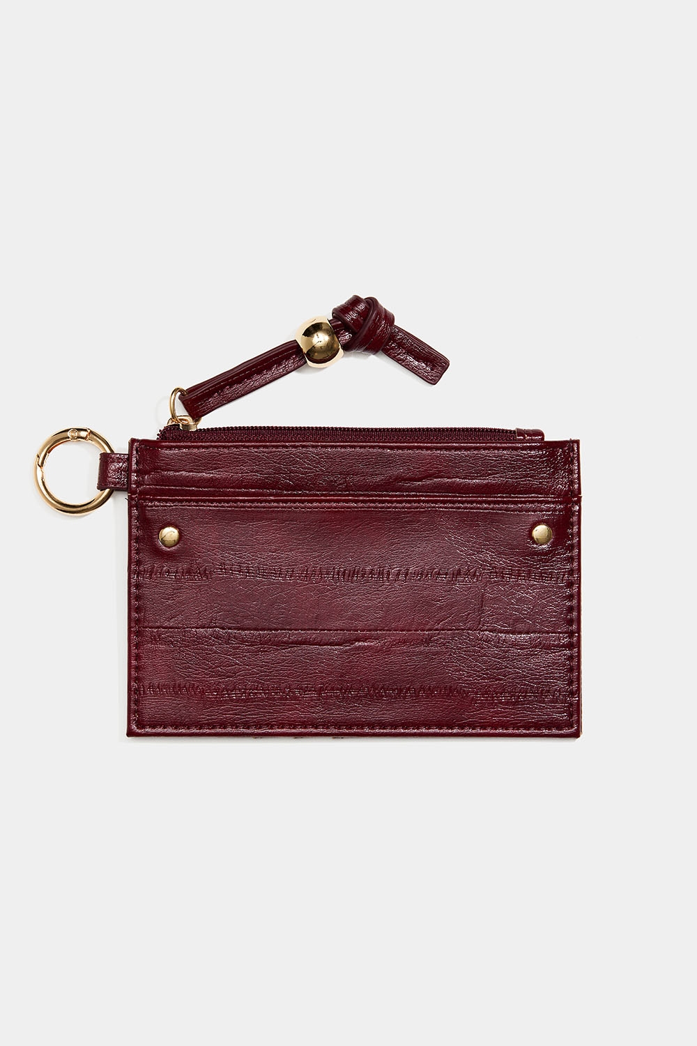 Burgunderfarget kortholder i kunstskinn med nøkkelring i gruppen Accessories / Lommebøker & kortholdere / Kortholdere hos Glitter (177000836300)