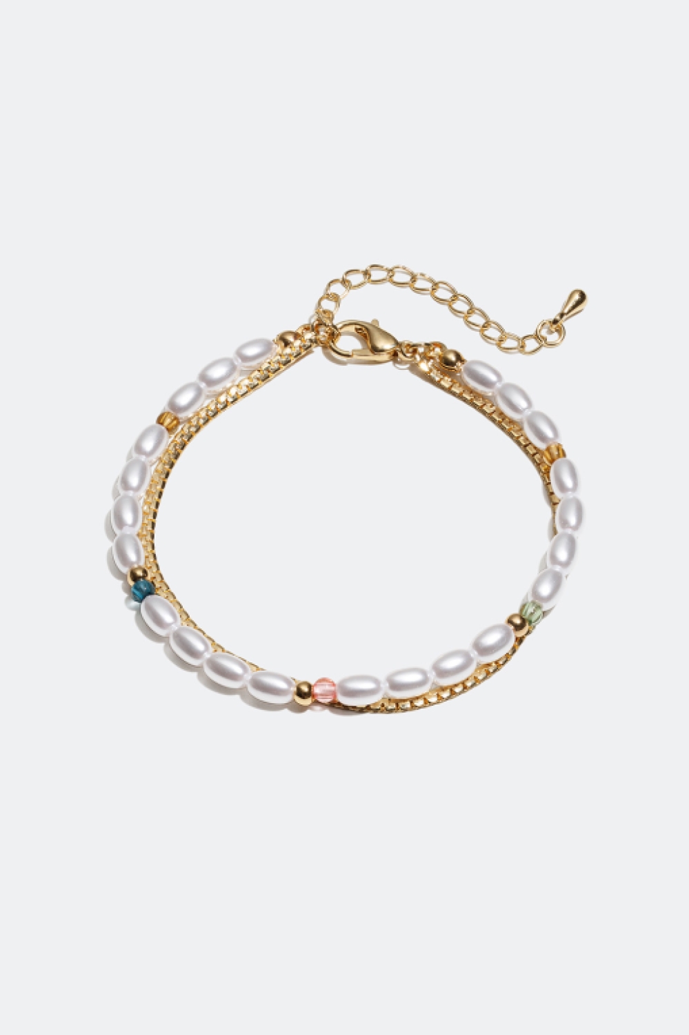 Dobbeltarmbånd med lenke og ovale perler i gruppen Smykker / Armbånd hos Glitter (251000249900)