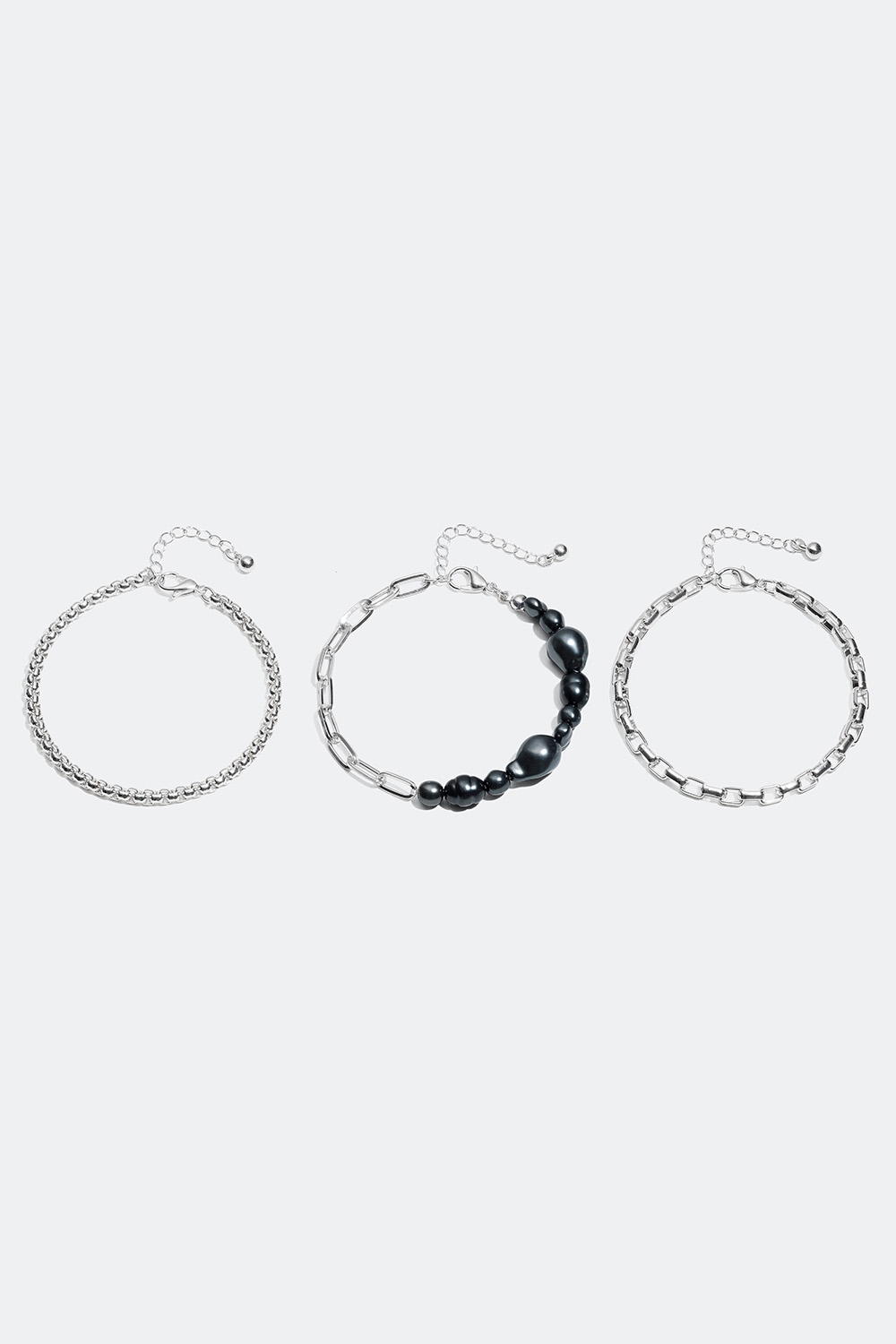 Armbånd med mørke grå perler, 3-pakning i gruppen Smykker / Armbånd / Flerpakning hos Glitter (251000569701)