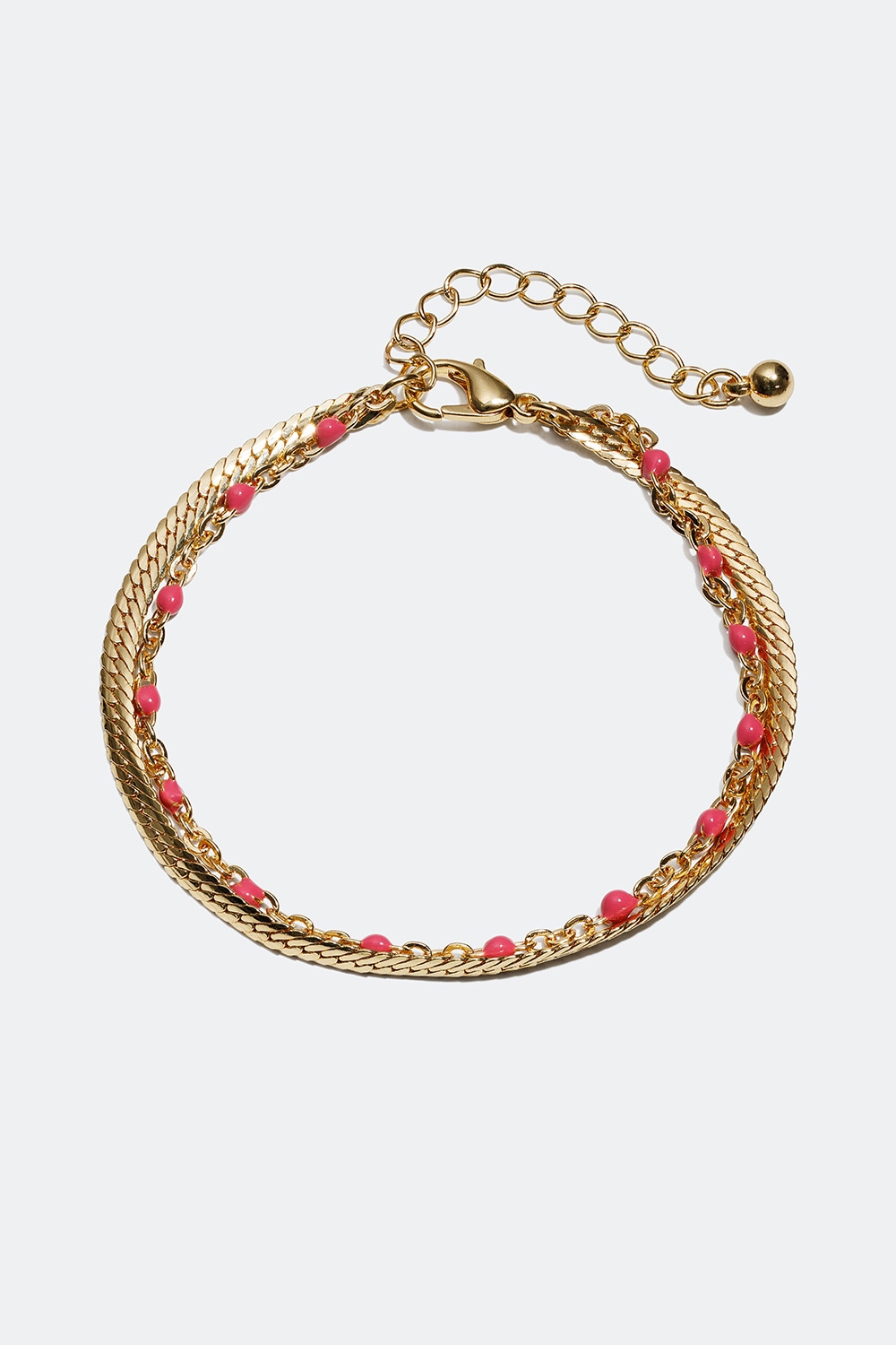 Gullfarget armbånd med detaljer i rosa i gruppen Smykker / Armbånd / Tynne hos Glitter (251000595002)