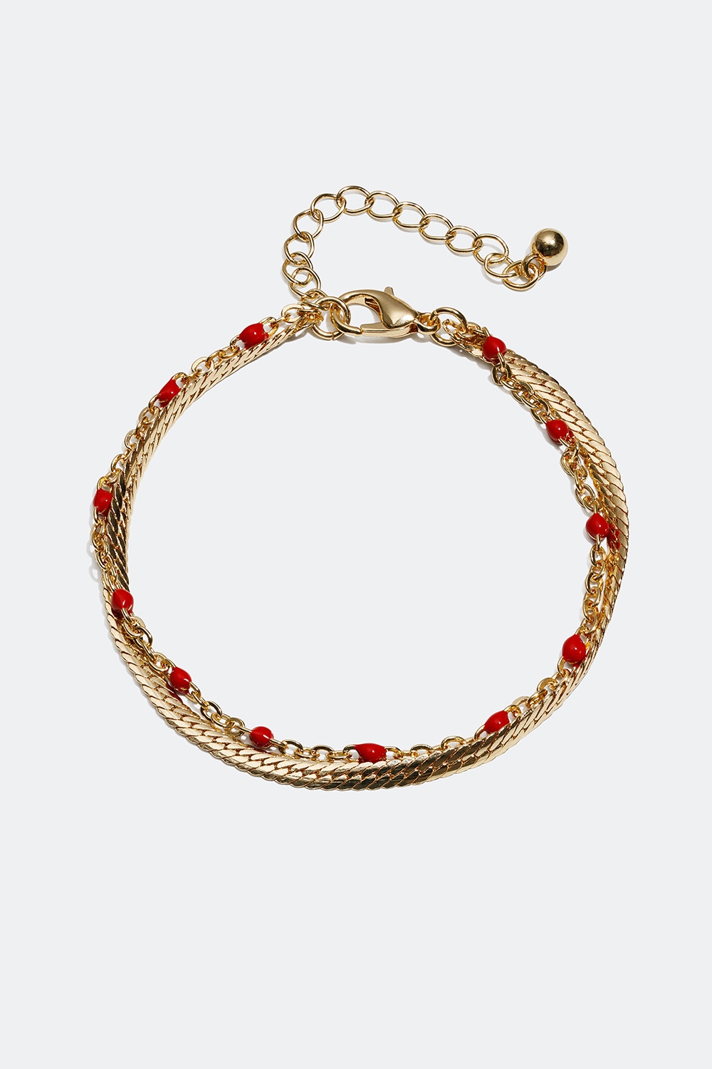 Gullfarget armbånd med detaljer i rødt i gruppen Smykker / Armbånd / Tynne hos Glitter (251000596002)
