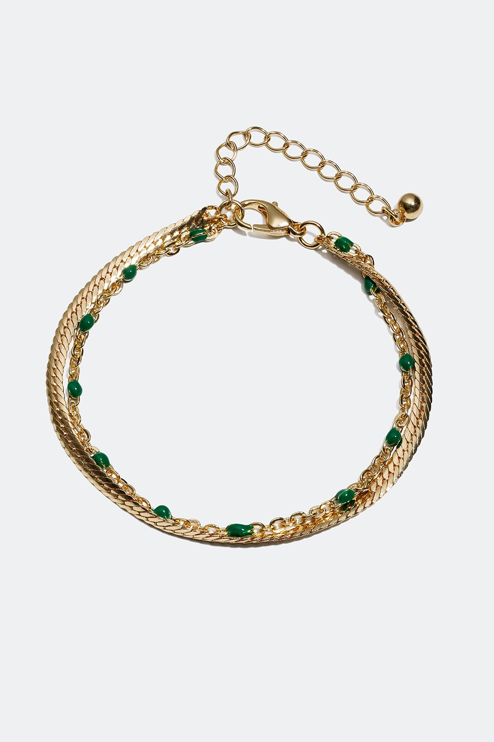 Gullfarget armbånd med detaljer i grønt i gruppen Smykker / Armbånd / Tynne hos Glitter (251000597502)
