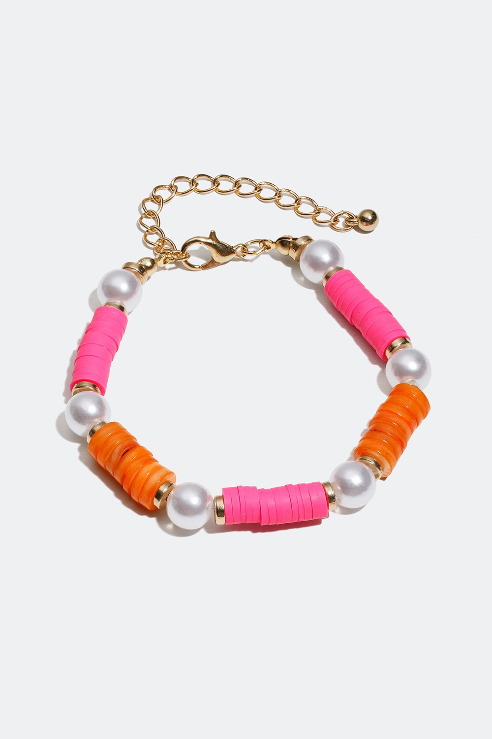 Armbånd med oransje, rosa og hvite perler i gruppen Smykker / Armbånd hos Glitter (251000665502)