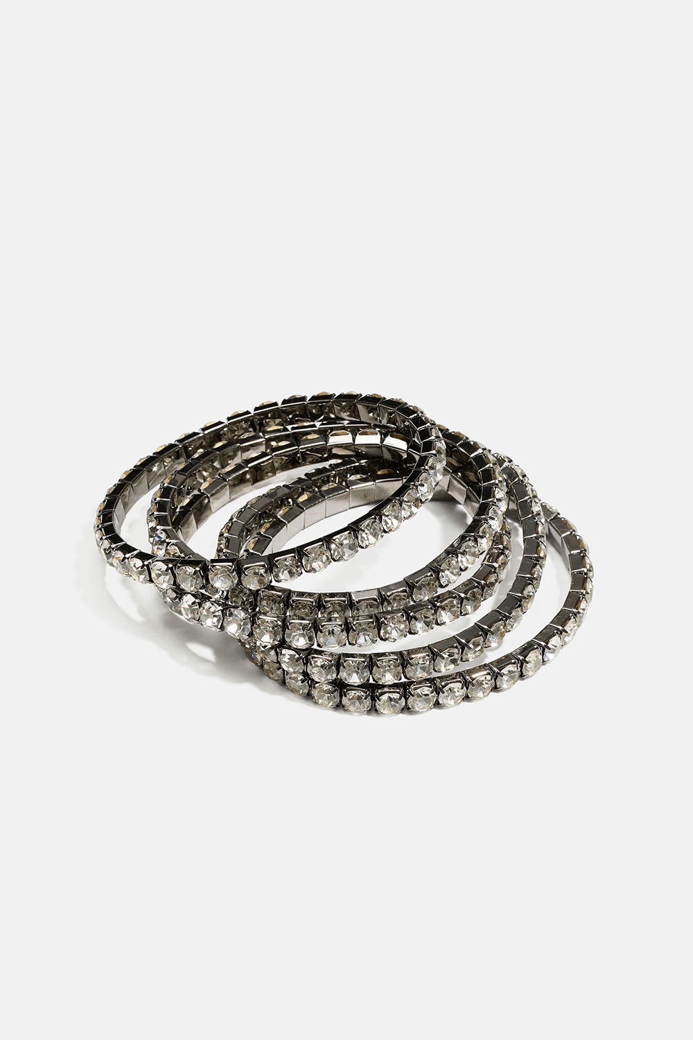 Mørkegrå elastiske strassarmbånd, 5-pakning i gruppen Smykker / Armbånd / Flerpakning hos Glitter (251001811500)