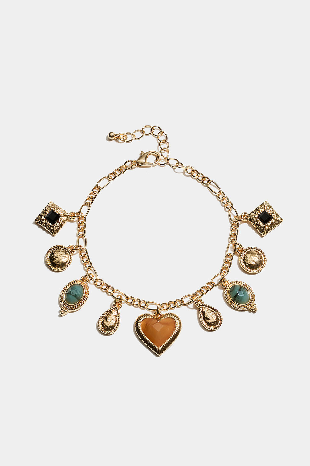 Gullfarget armbånd med forskjellige anheng i gruppen Smykker / Armbånd hos Glitter (251002009902)