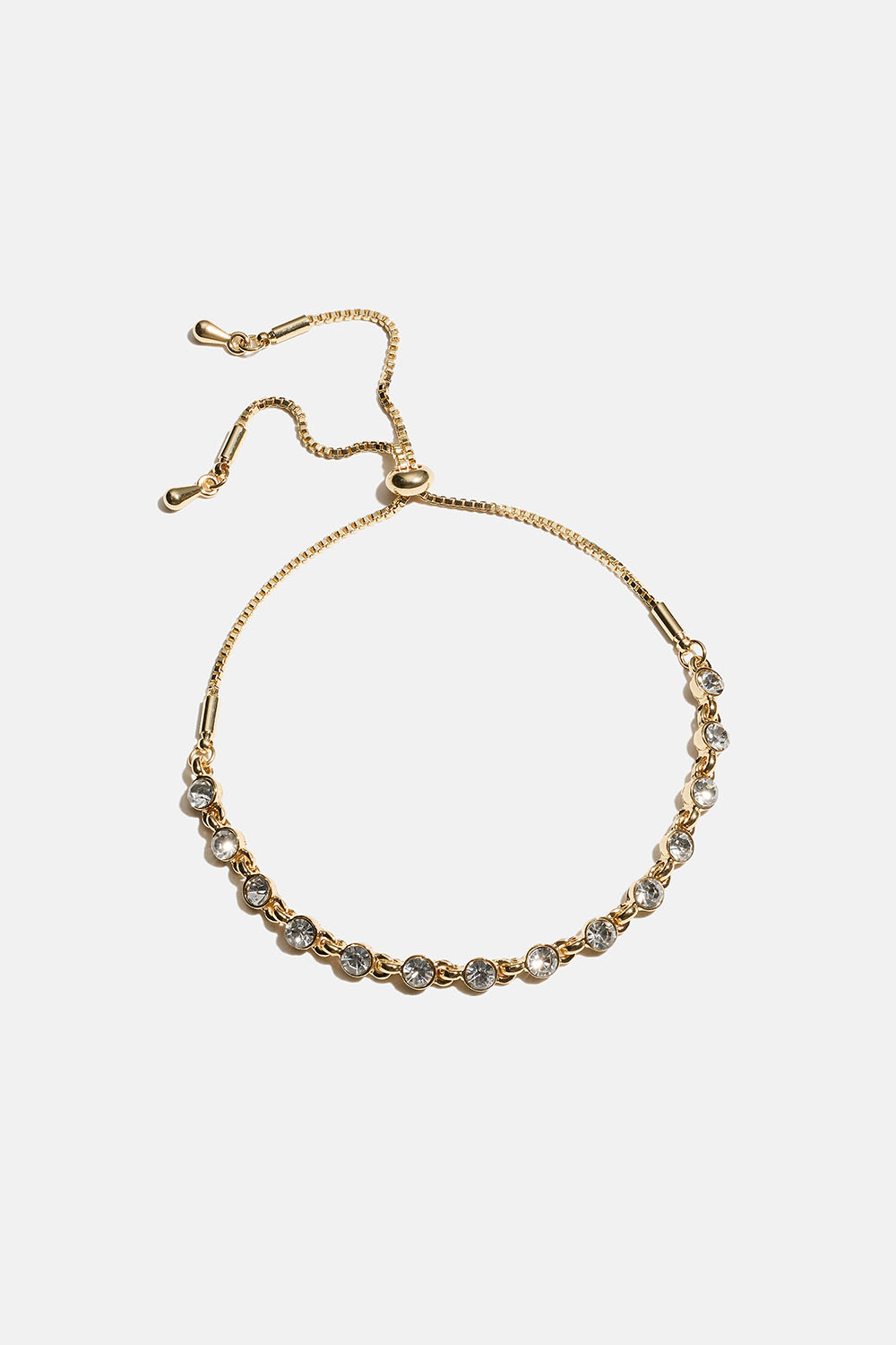 Gullfarget armbånd med små, runde glassteiner i gruppen Smykker / Armbånd / Rhinestone hos Glitter (251002052002)