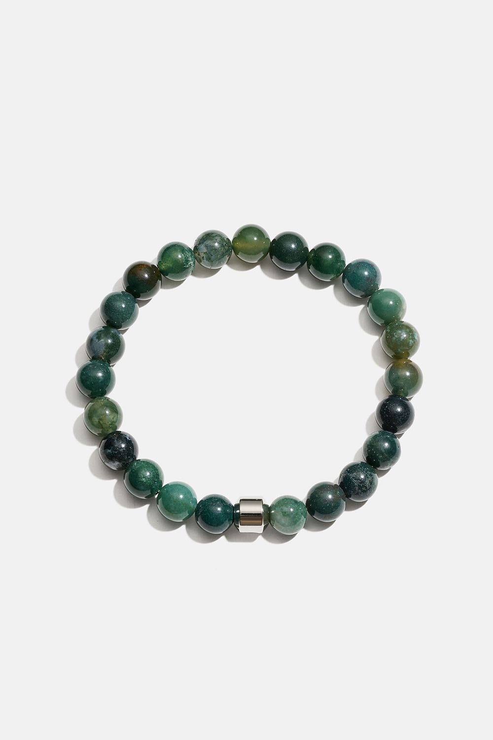 Armbånd med «grønn jaspis»-natursteiner og stålperle i gruppen Smykker / Armbånd / Armbånd - unisex hos Glitter (2510021675)