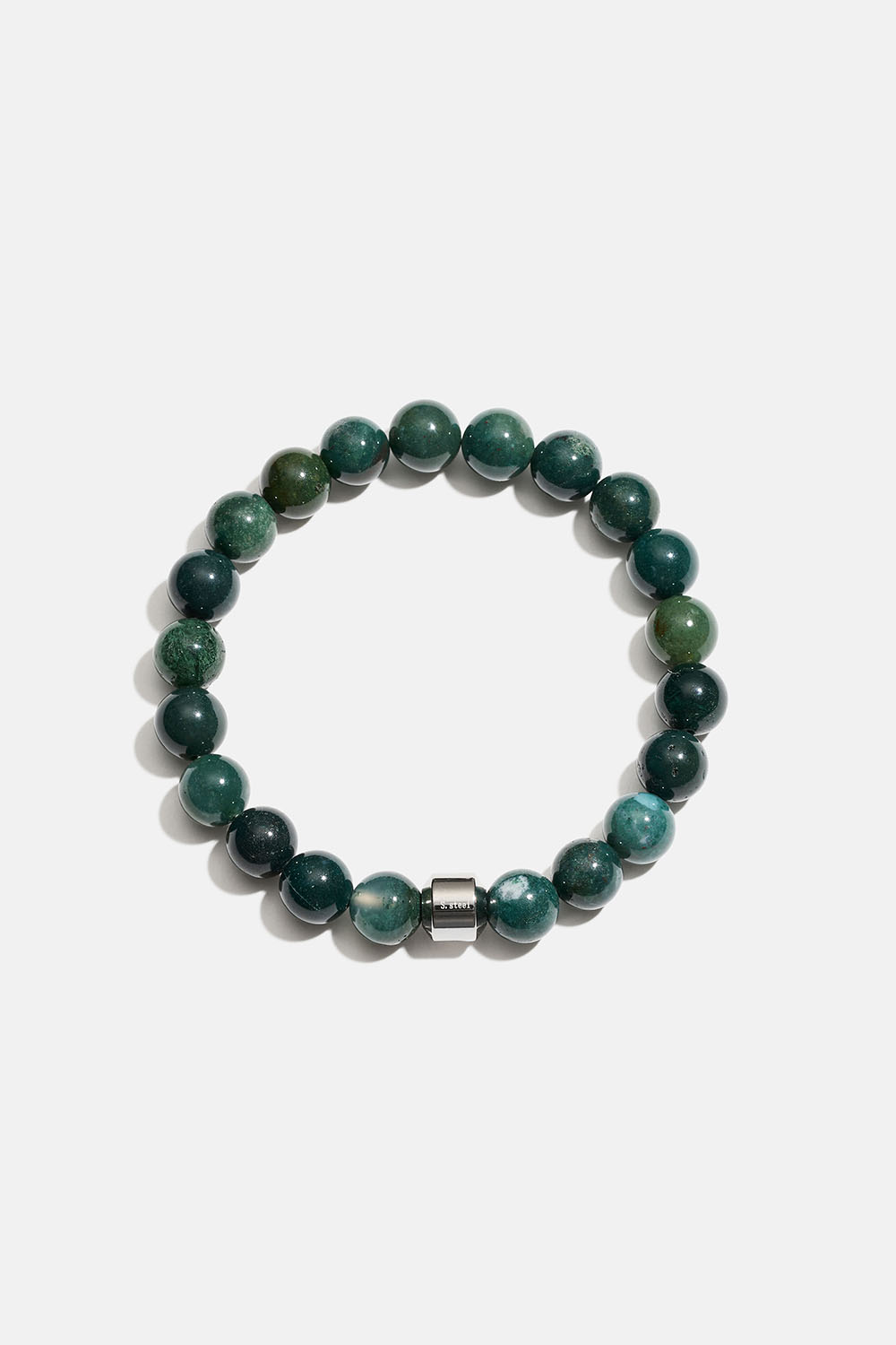 Armbånd med «grønne jaspis»-natursteiner og stål i gruppen Smykker / Unisex hos Glitter (251002167597)