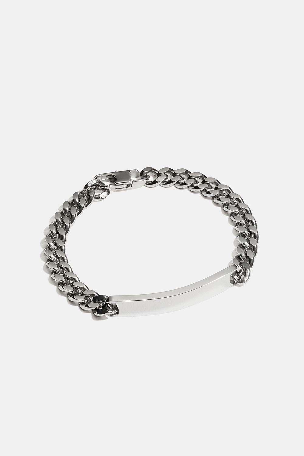 Bredt kjedearmbånd med plate i stål i gruppen Stål / Armbånd i stål hos Glitter (2510021916)