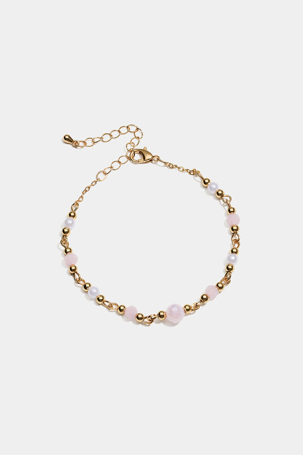 Gullfarget armbånd med lyserosa og hvite perler i gruppen Smykker / Armbånd hos Glitter (251002295002)