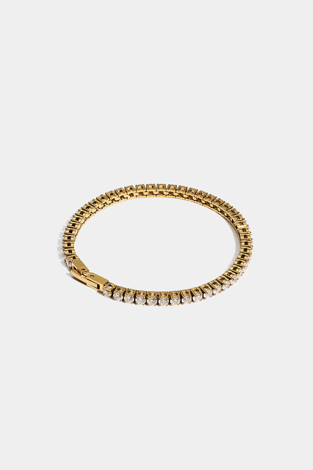 Bredt tennisarmbånd i 18 k gullbelagt stål med Cubc Zirconia i gruppen Stainless Steel / Armbånd i stål hos Glitter (251002402000)