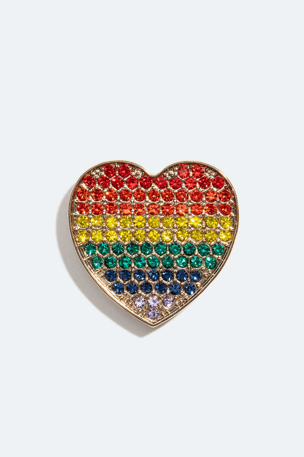 Brosje med hjerte og glassteiner i regnbuefarger i gruppen Pride hos Glitter (252000119902)