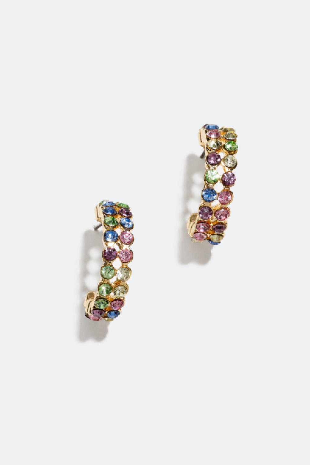 Øreringer med to rader av fargede glassteiner i gruppen Smykker / Øredobber / Øreringer hos Glitter (25300098)