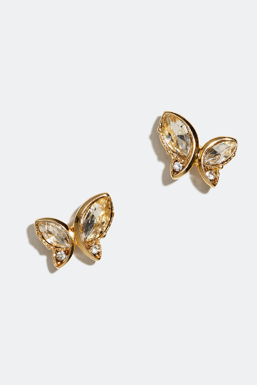 Gullfargede øredobber med sommerfugler og glassteiner i gruppen Smykker / Øredobber / Studs hos Glitter (253003360202)