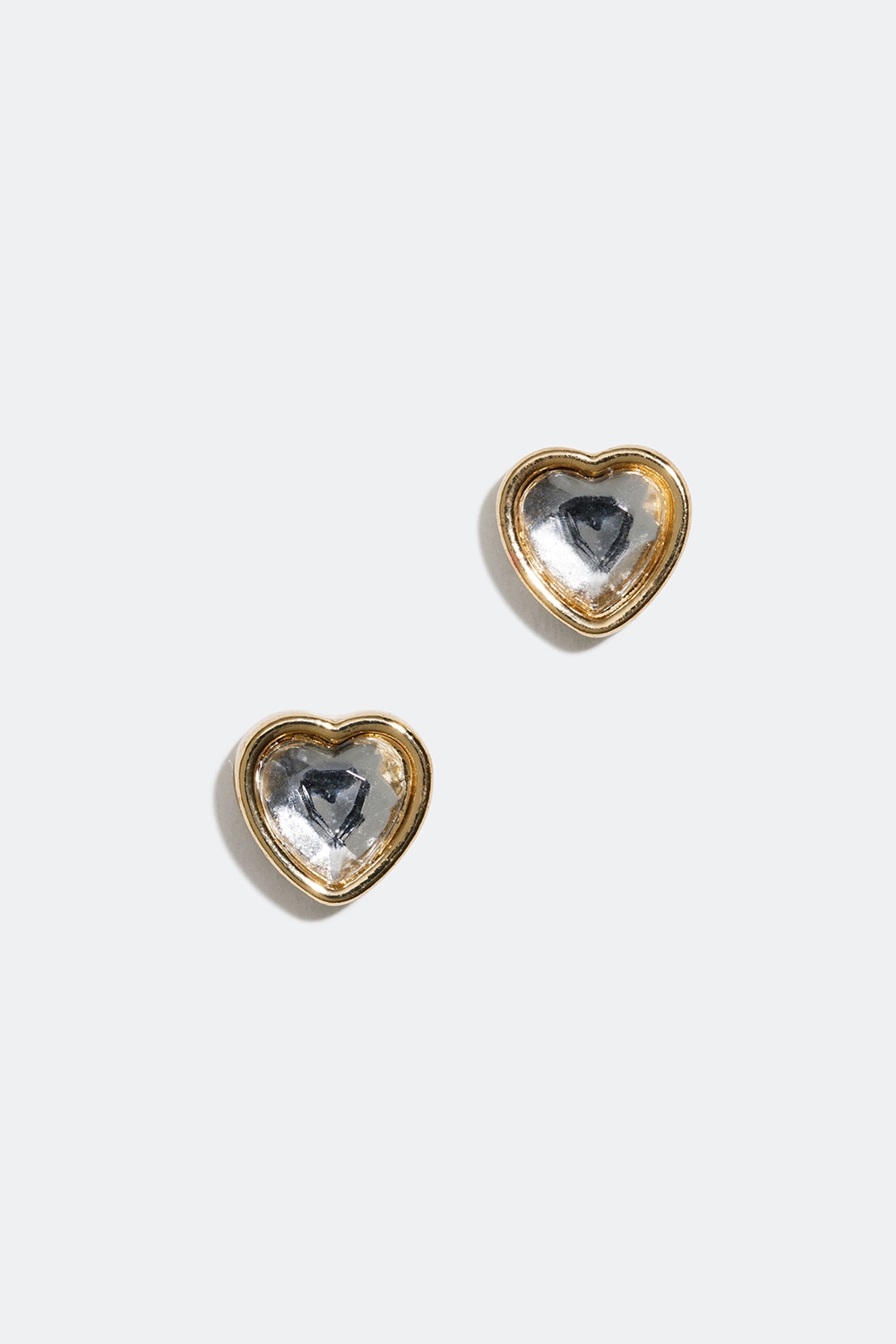 Gullfargede øredobber med hjerter og glassteiner i gruppen Smykker / Øredobber / Studs hos Glitter (253004460202)