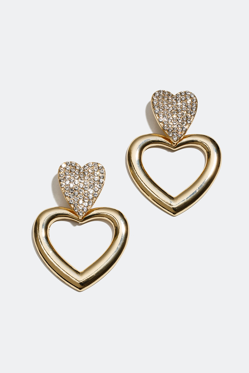 Store gullfargede øredobber med hjerter og glassteiner i gruppen Smykker / Øredobber hos Glitter (253004532002)