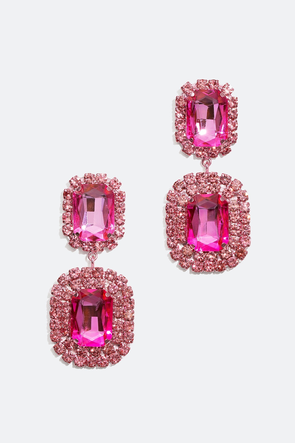 Store øredobber med rosa glassteiner i gruppen Smykker / Øredobber / Rhinestone hos Glitter (253005915001)