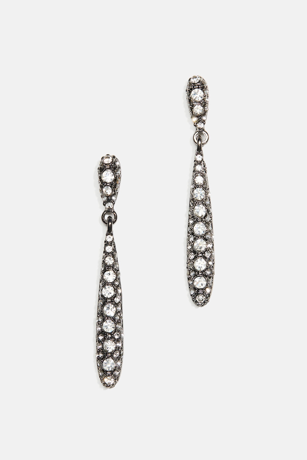 Lange mørkegrå dråpeøredobber med strass i gruppen Smykker / Øredobber / Rhinestone hos Glitter (253010090200)