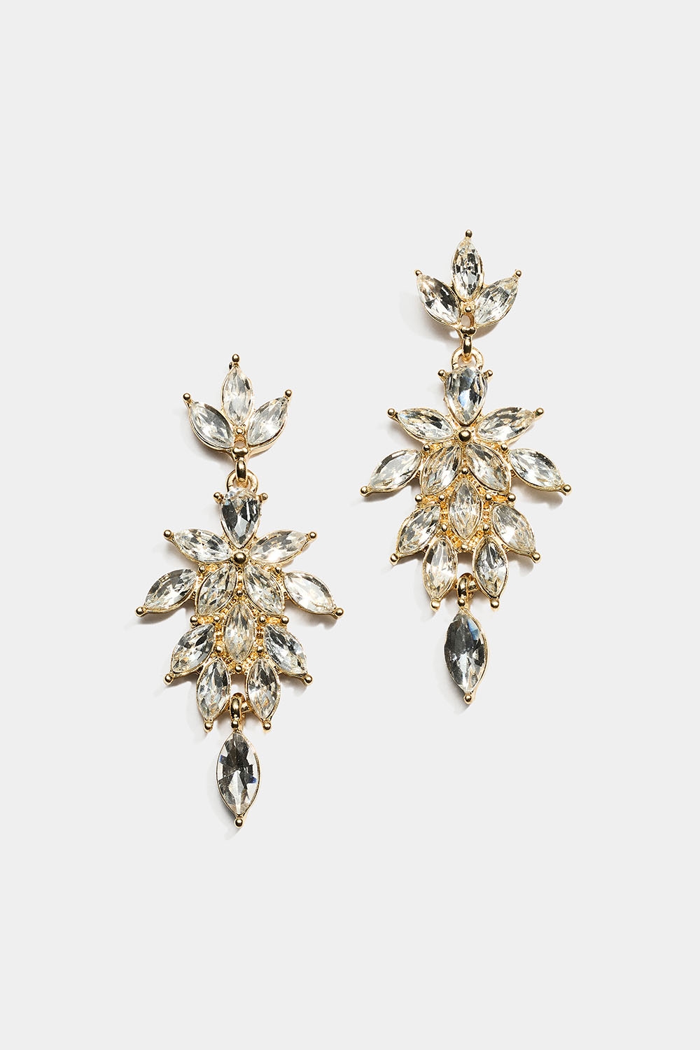 Øredobber med hvite glassteiner i bladform i gruppen Smykker / Øredobber / Rhinestone hos Glitter (253010290202)