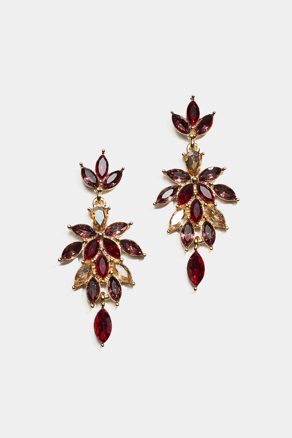 Øredobber med rosa og røde glassteiner i bladform i gruppen Smykker / Øredobber / Rhinestone hos Glitter (253010296402)