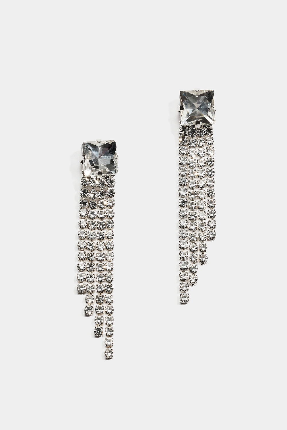 Øredobber med kvadratisk glasstein og strasslenker i gruppen Smykker / Øredobber / Rhinestone hos Glitter (253010430201)