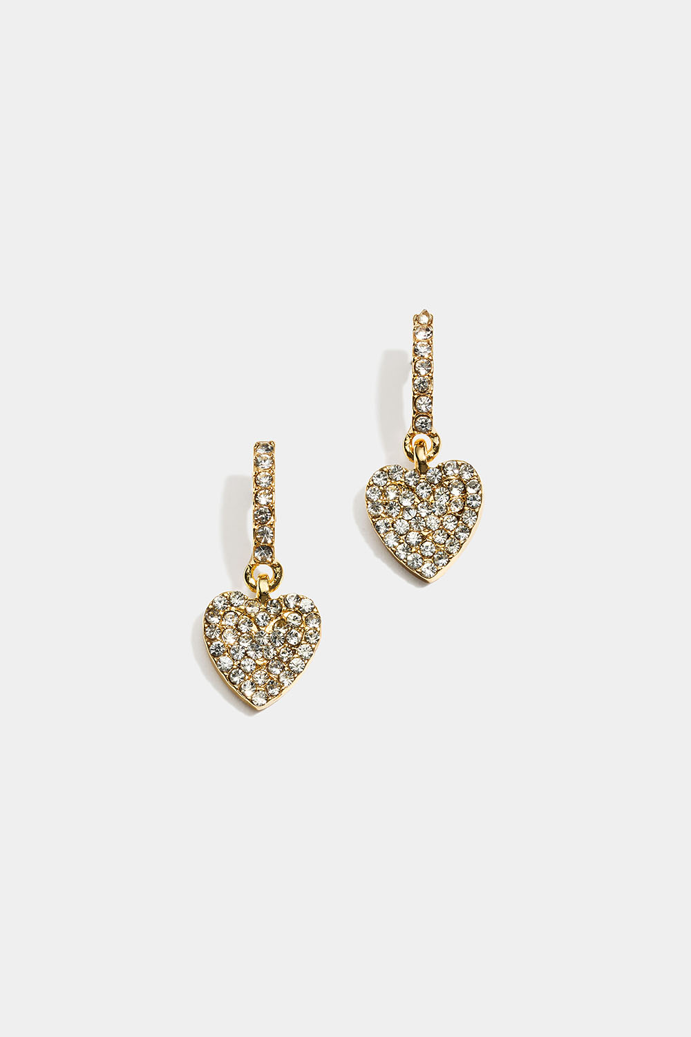 Gullfargede øredobber med strass og hjerter i gruppen Smykker / Øredobber / Rhinestone hos Glitter (253011812002)