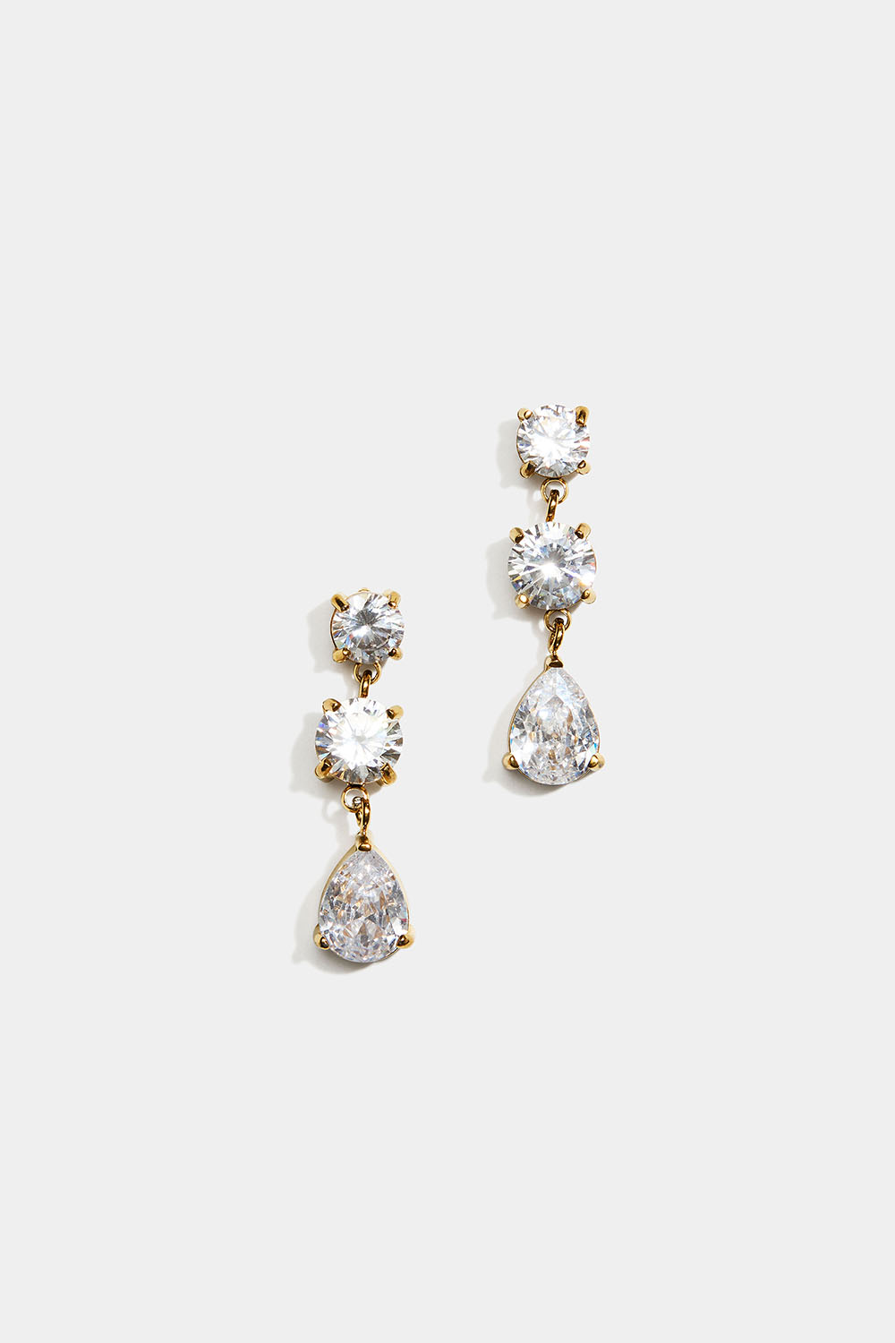 Øredobber i 18 k gullbelagt stål med runde og dråpeformede Cubic Zirconia-steiner i gruppen Stainless Steel / 18 k gullbelagt stål hos Glitter (253012182000)