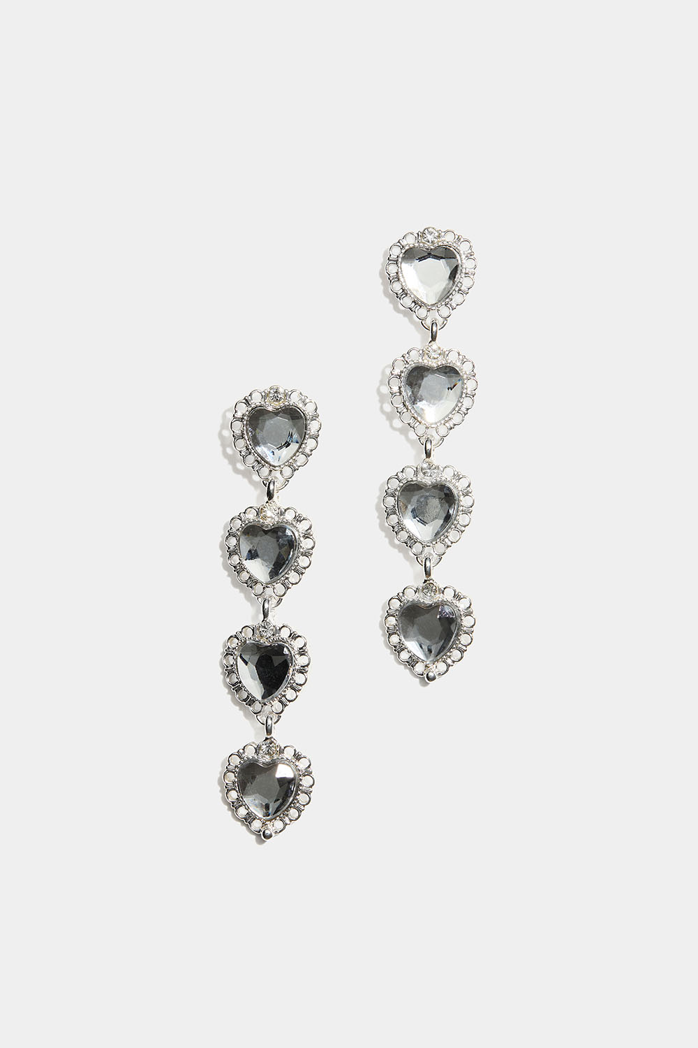 Hengende hjerteøredobber med klare steiner i gruppen Smykker / Øredobber / Rhinestone hos Glitter (253012351000)