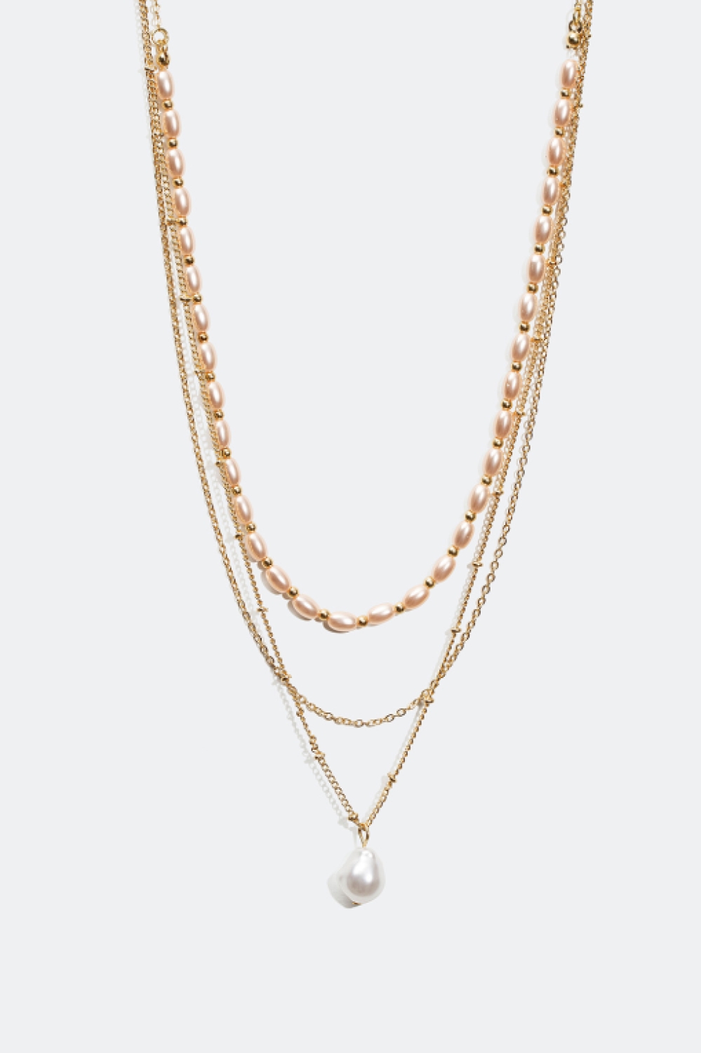 Lag-på-lag-halskjede med rosa perler i gruppen Alle Smykker / Halskjeder hos Glitter (25400031)