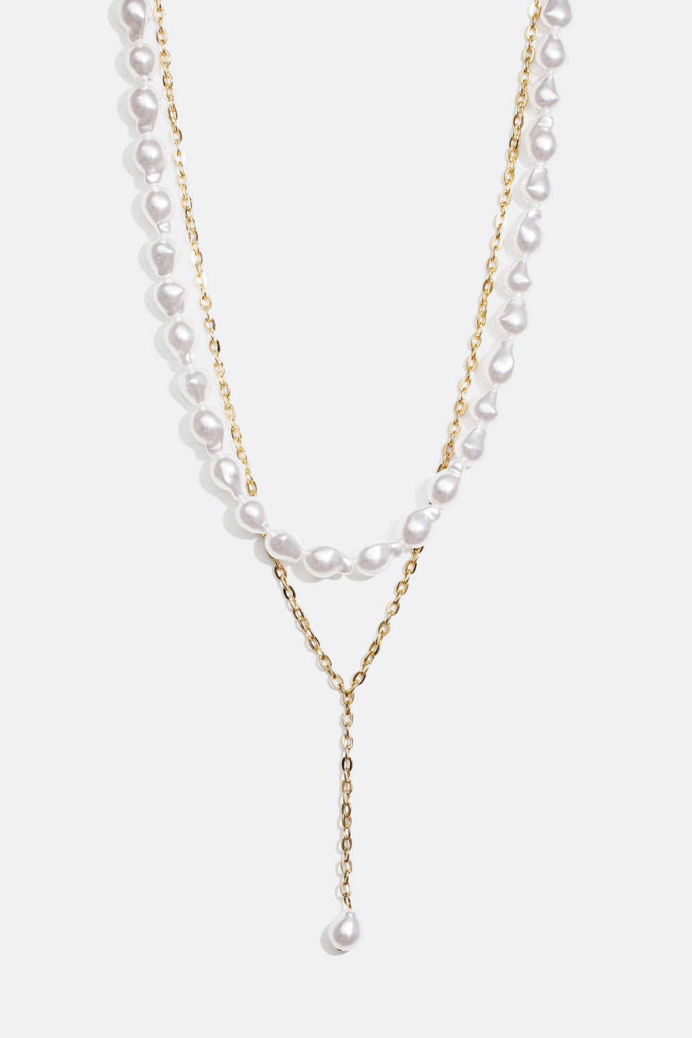 Gullfarget dobbelt halskjede med perler i gruppen Smykker / Halskjeder hos Glitter (254000782002)