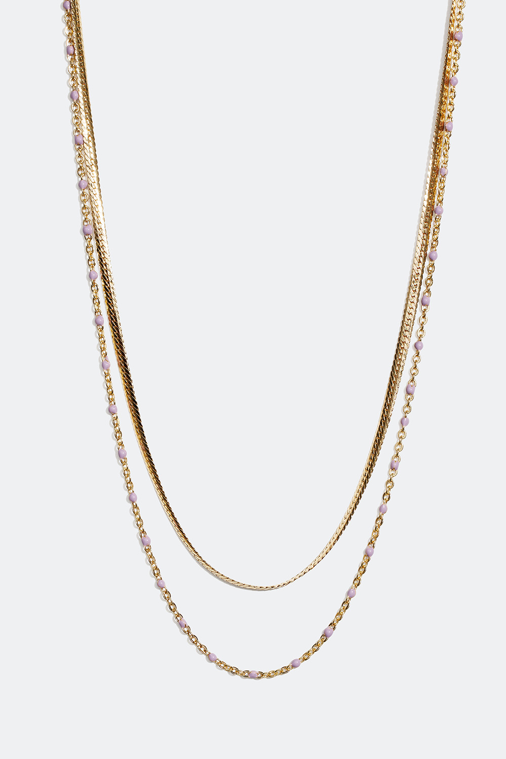 Gullfarget dobbelt halskjede med detaljer i lilla i gruppen Smykker / Halskjeder hos Glitter (254000856502)