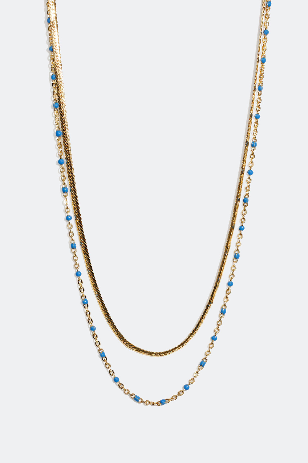Gullfarget dobbelt halskjede med detaljer i blått i gruppen Smykker / Halskjeder hos Glitter (254000857002)
