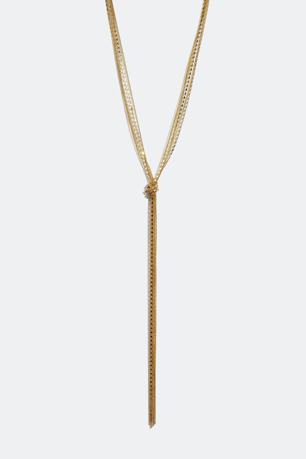 Langt gullfarget halskjede med lenker og knute i gruppen Smykker / Halskjeder hos Glitter (254001142002)