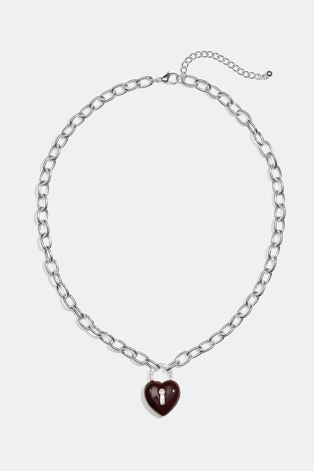 Lenket halskjede med vinrødt hjerte i gruppen Smykker / Halskjeder / Halskjeder med anheng hos Glitter (254001251001)