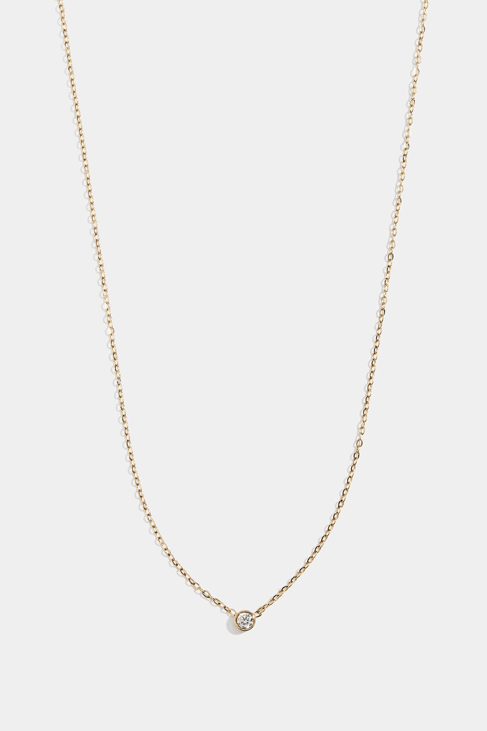 Tynt kjedehalskjede i stål med 18 karat gull og Cubic Zirconia i gruppen Stål / Halskjede i stål hos Glitter (254002102002)