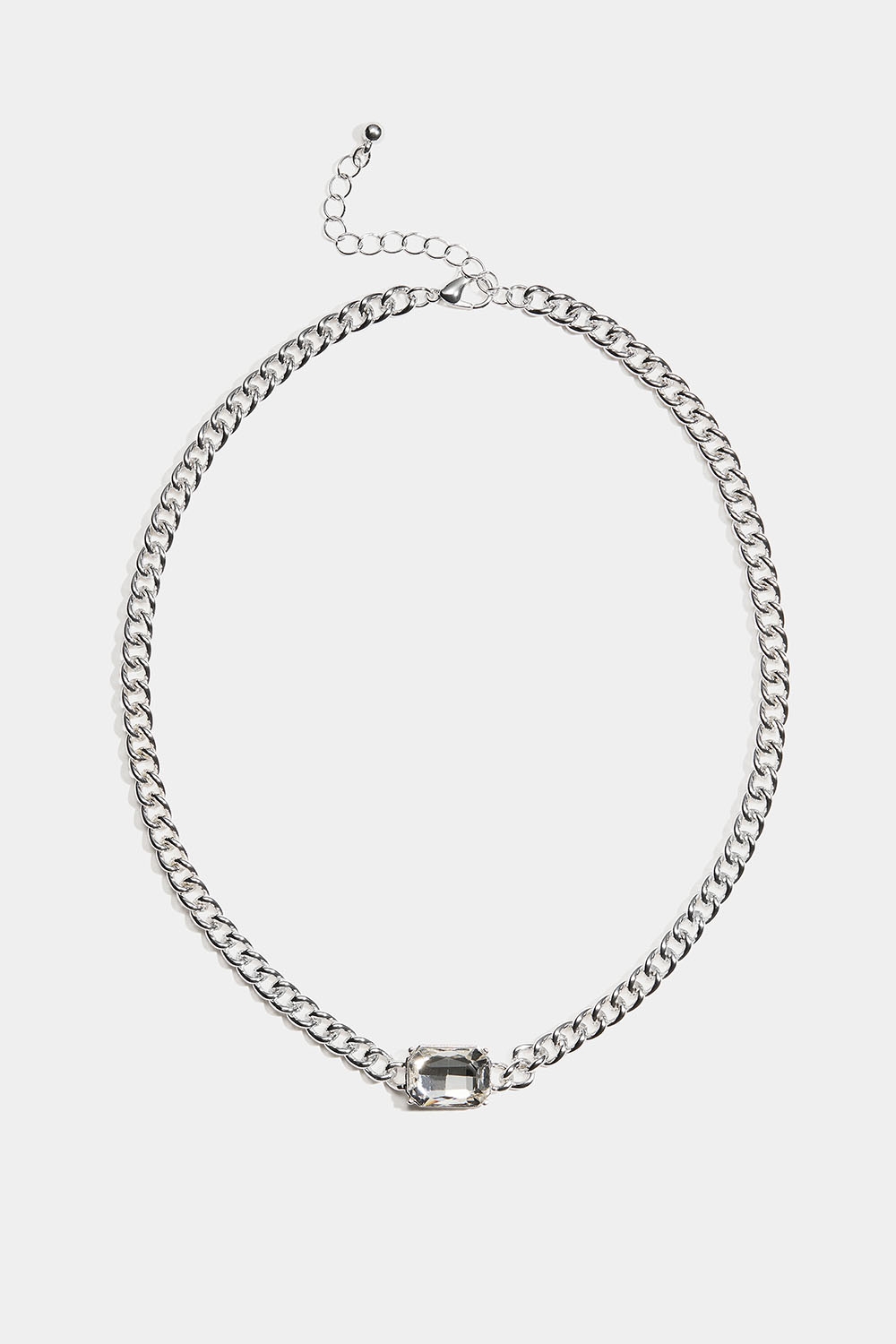 Halskjede med grov kjede og stor glasstein i gruppen Smykker / Halskjeder / Halskjeder med anheng hos Glitter (254002411001)